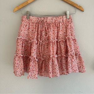 NWOT flower printed ruffle skirt